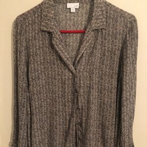 J. Jill herringbone blouse with ties at wrist